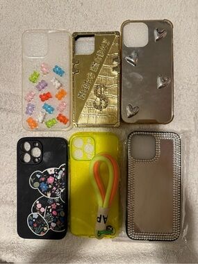 Assorted Decorative Phone Case - Yellow, Gold, Black, Clear, Silver iphone 13 pr